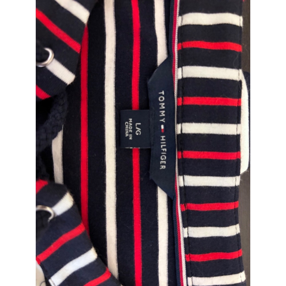 Tommy Hilfiger Striped Lace Up Sheath Dress Navy Red White Large - Picture 4 of 4